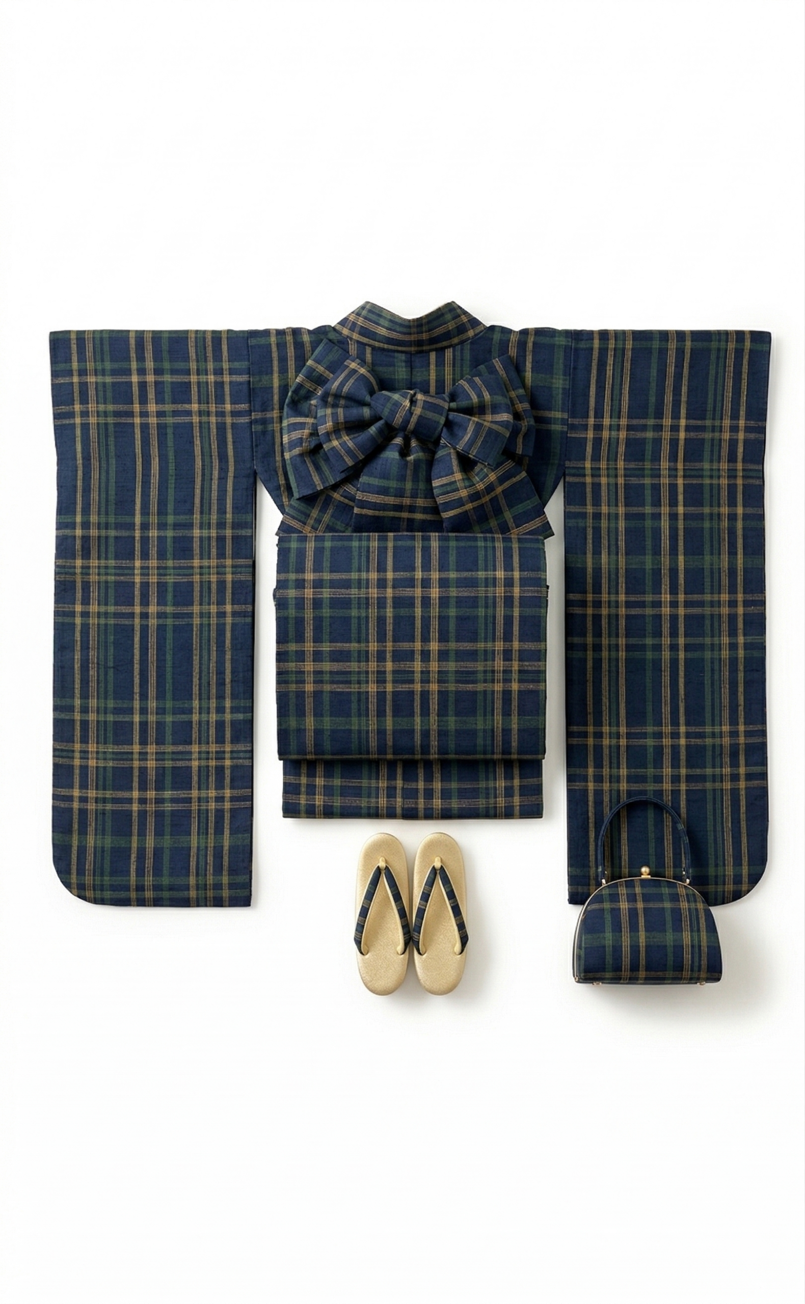 紬 正絹 紬 格子文 着物の買取実績