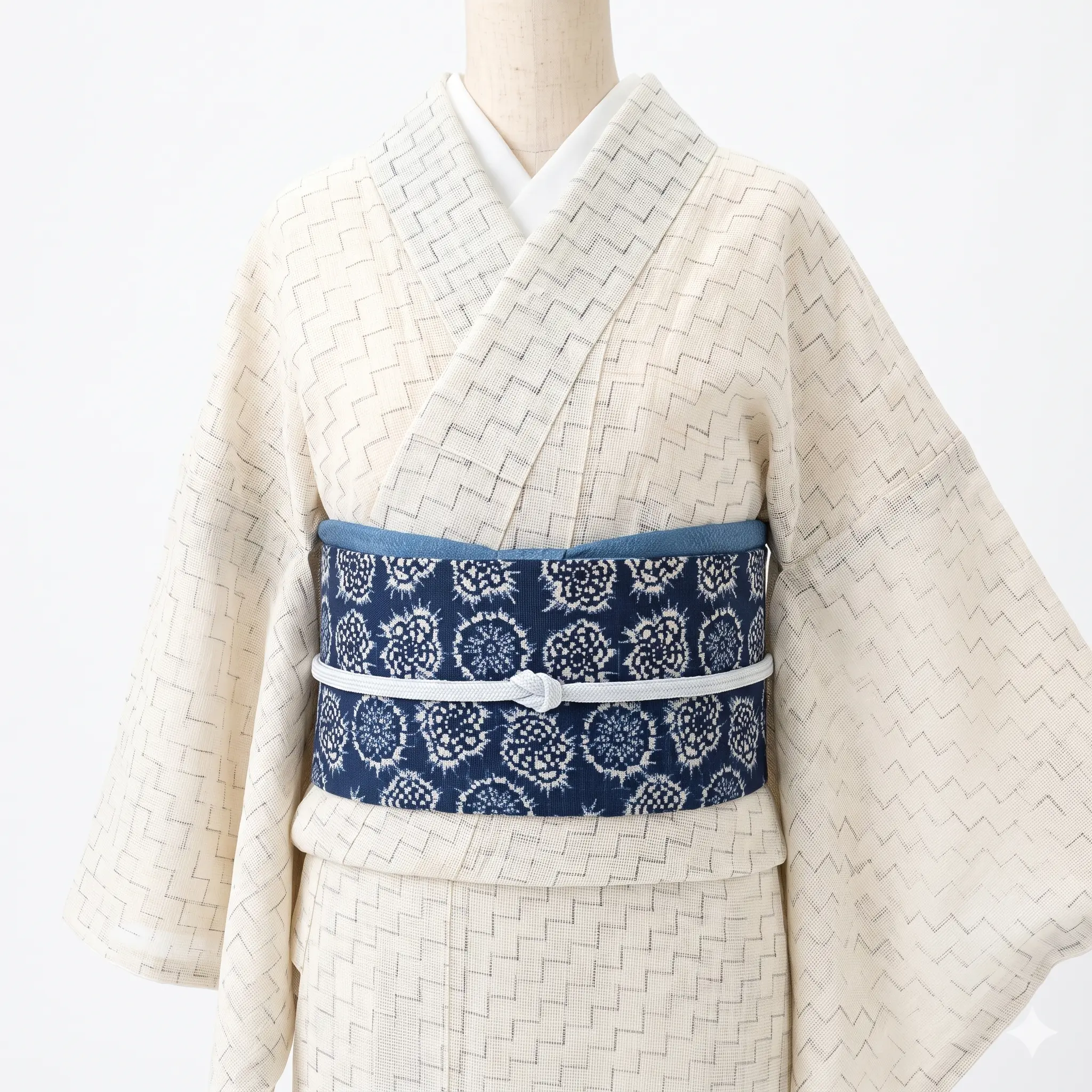 喜如嘉の芭蕉布 【夏着物セット】夏物 単衣着物 ＆ 藍染調 名古屋帯 2点セットの買取参考価格