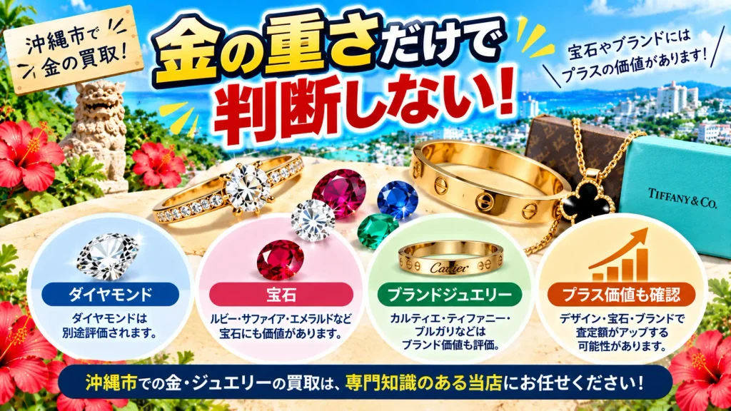 沖縄市の金買取でダイヤモンドやブランドジュエリーの価値も確認するポイント