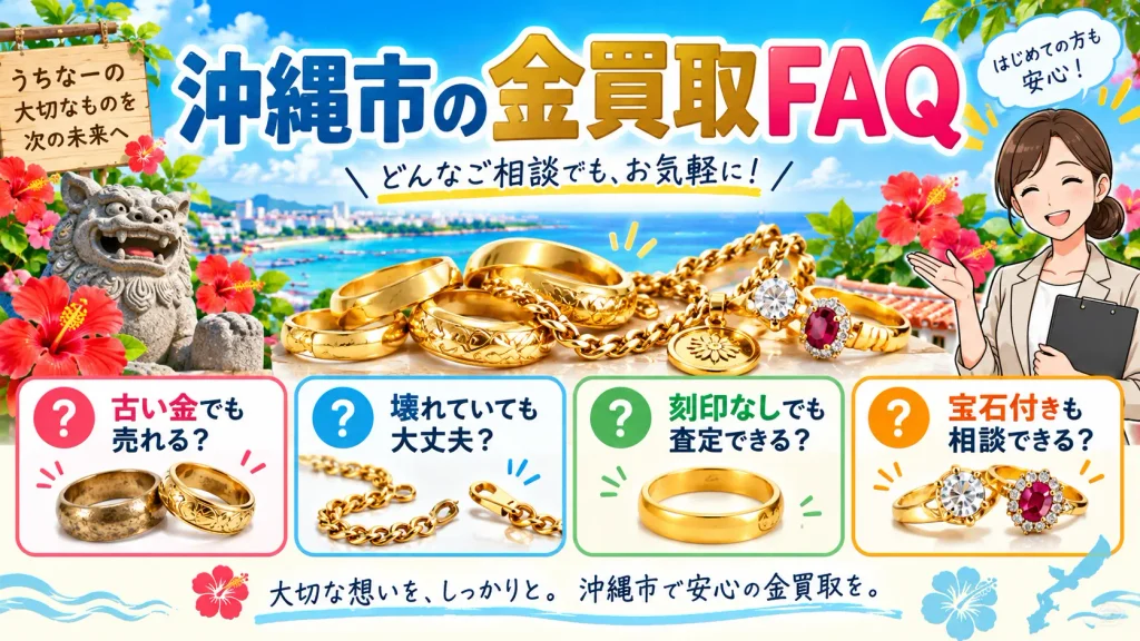 沖縄市の金買取で古い金・壊れたアクセサリー・刻印なしについてよくある質問