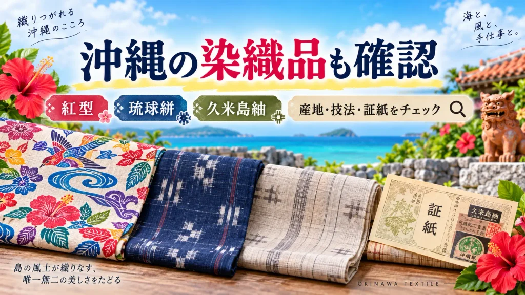 紅型・琉球絣・久米島紬など沖縄の伝統染織品を確認するポイント